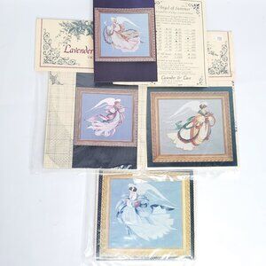 Lavender & Lace Angel Cross Stitch Patterns Summer Winter Autumn Spring Lot of 4